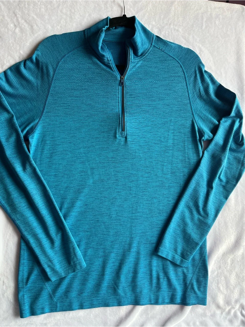 lululemon athletica Men's Teal Blue Quarter-Zip Long Sleeve Pullover